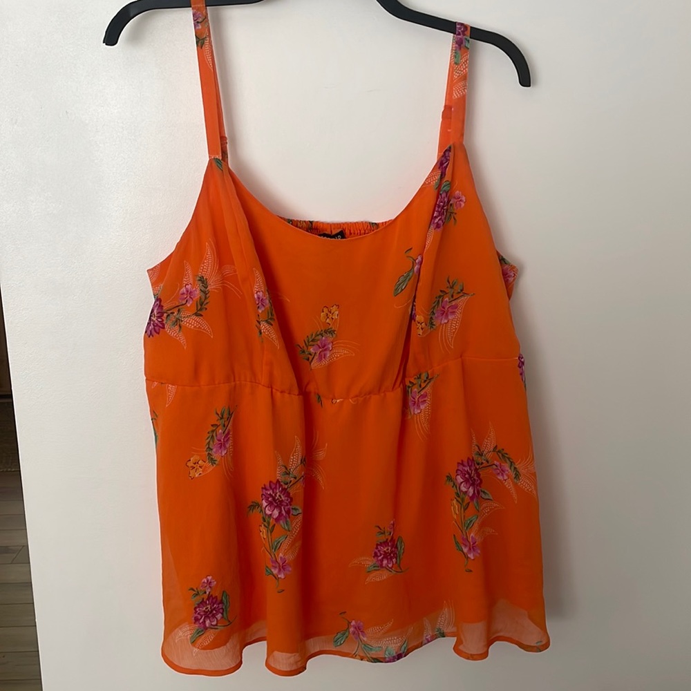Torrid Floral Gauzy Chiffon Babydoll Top